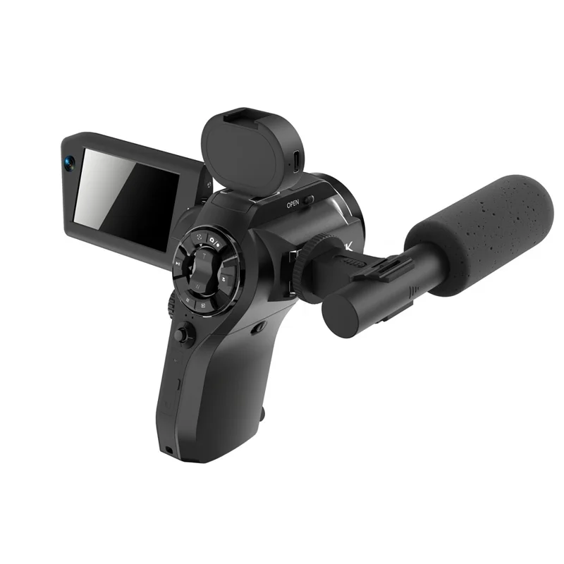 CD-V03 8K Vlogging Camera 270 Degree Flip Screen 16X Digital Zoom WiFi Handheld Camcorder for Travel - Black