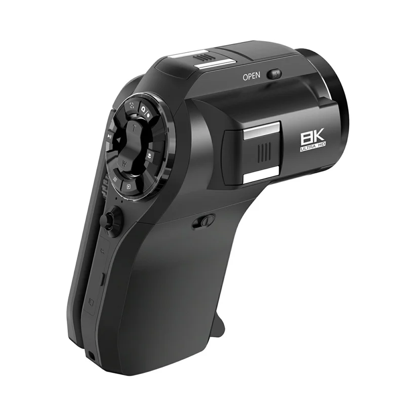 CD-V03 8K Vlogging Camera 270 Degree Flip Screen 16X Digital Zoom WiFi Handheld Camcorder for Travel - Black
