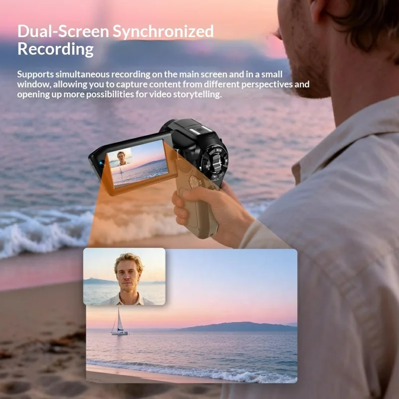 CD-V03 8K Vlogging Camera 270 Degree Flip Screen 16X Digital Zoom WiFi Handheld Camcorder for Travel - Black