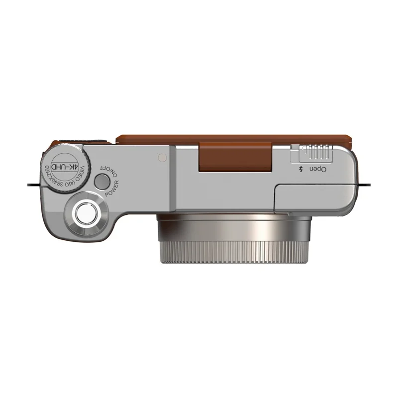 CDR2L 2.8 inch Flip Screen 4K 30FPS 18X Digital Zoom CCD Digital Camera with Pop-up Flash - Brown