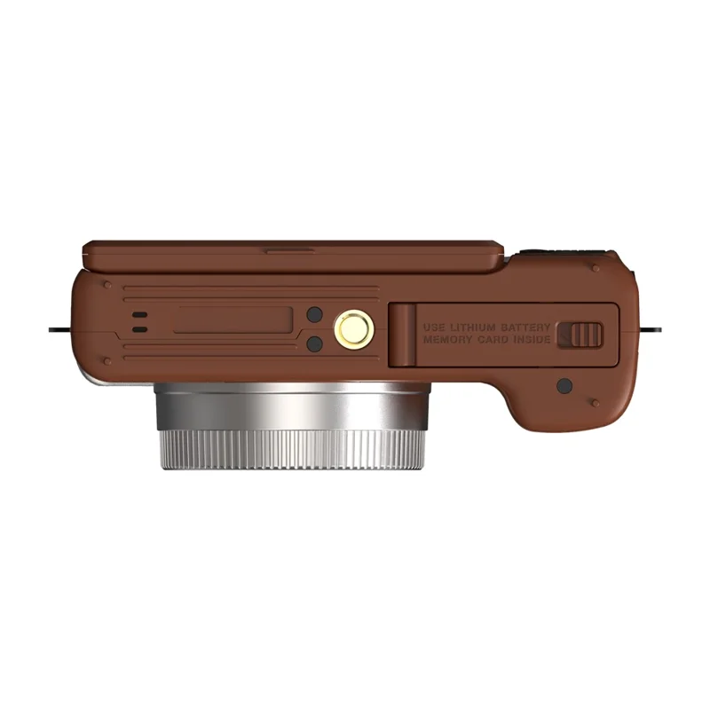 CDR2L 2.8 inch Flip Screen 4K 30FPS 18X Digital Zoom CCD Digital Camera with Pop-up Flash - Brown