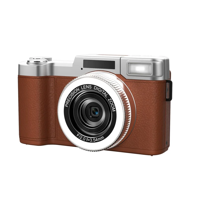 CDR2L 2.8 inch Flip Screen 4K 30FPS 18X Digital Zoom CCD Digital Camera with Pop-up Flash - Brown