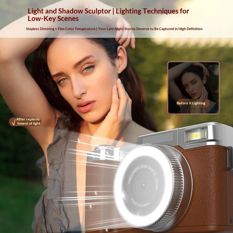 CDR2L 2.8 inch Flip Screen 4K 30FPS 18X Digital Zoom CCD Digital Camera with Pop-up Flash - Brown