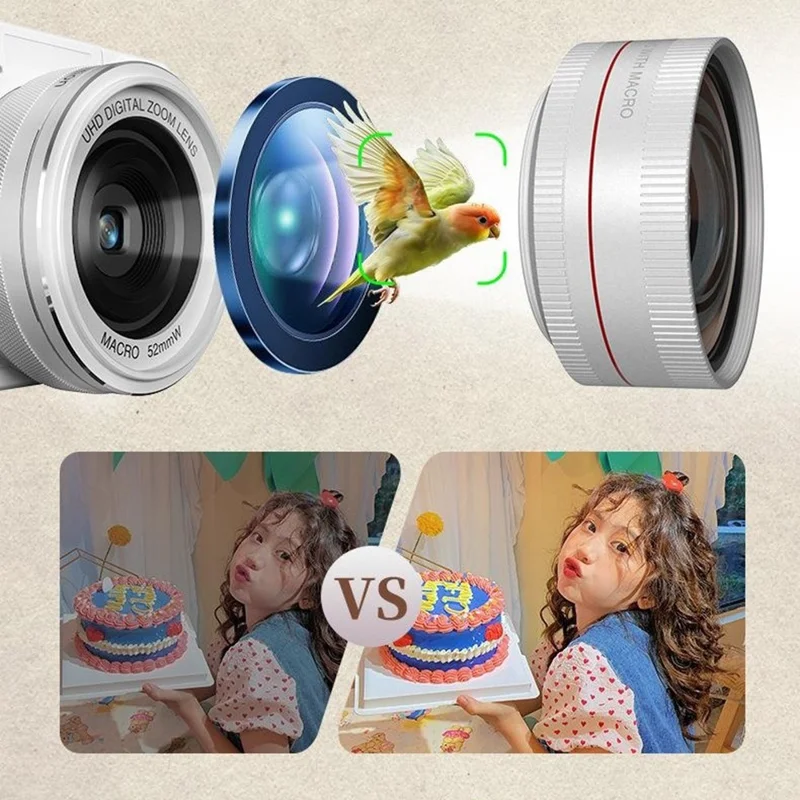 CDR2H CDR2H 2.8 inch Flip Screen 5K 64MP 18X Digital Zoom CCD Digital Camera for Photography - Black