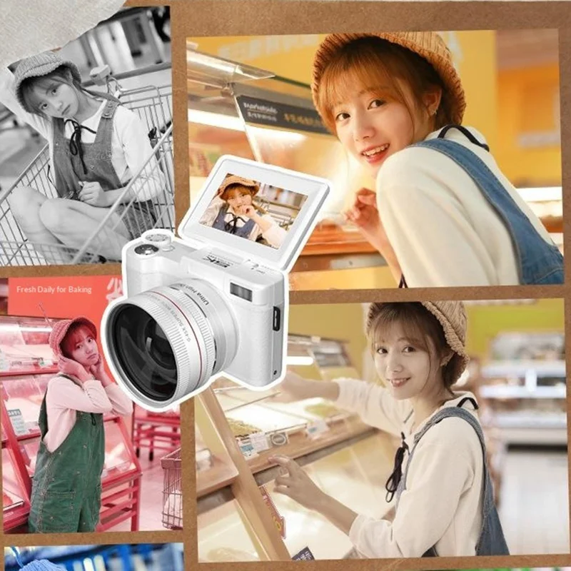 CDR2H CDR2H 2.8 inch Flip Screen 5K 64MP 18X Digital Zoom CCD Digital Camera for Photography - Black