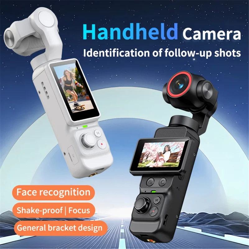 LK-036 1.97-Inch HD Touchscreen Vlog Camera with 4K Recording, Automatic Face Tracking, Stabilization, WiFi - Black