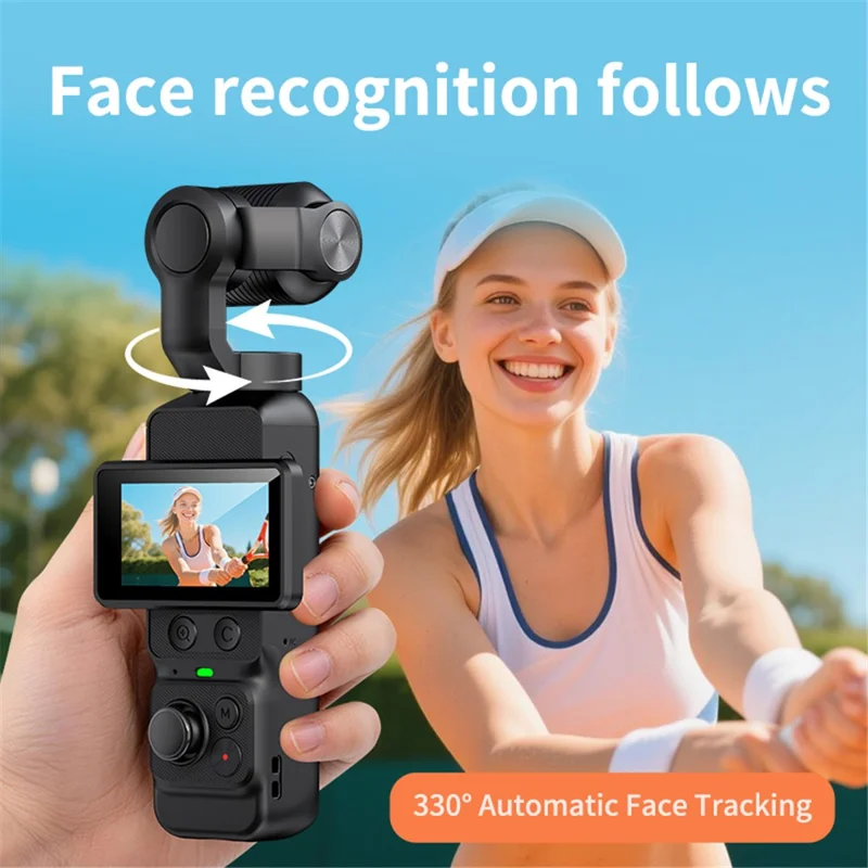 LK-036 1.97-Inch HD Touchscreen Vlog Camera with 4K Recording, Automatic Face Tracking, Stabilization, WiFi - Black