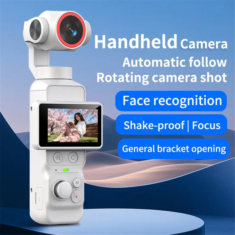 LK-036 1.97-Inch HD Touchscreen Vlog Camera with 4K Recording, Automatic Face Tracking, Stabilization, WiFi - Black
