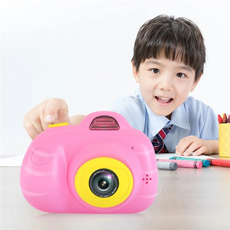 D6V 2.0 inch Screen Children Camera Toy Rechargeable Dual Lens DSLR Camera Camcorder Kids Gift (No Memory Card) - Pink