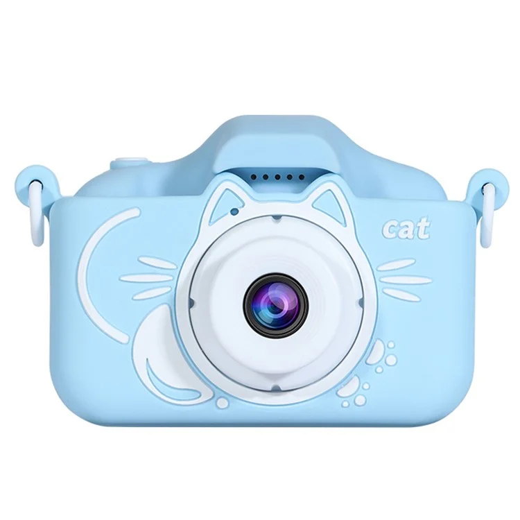 X5S 2.0-inch IPS Screen Cute Camera Timed Photography Camera 2000W Dual Lens Camera for Kids - Blue Cat