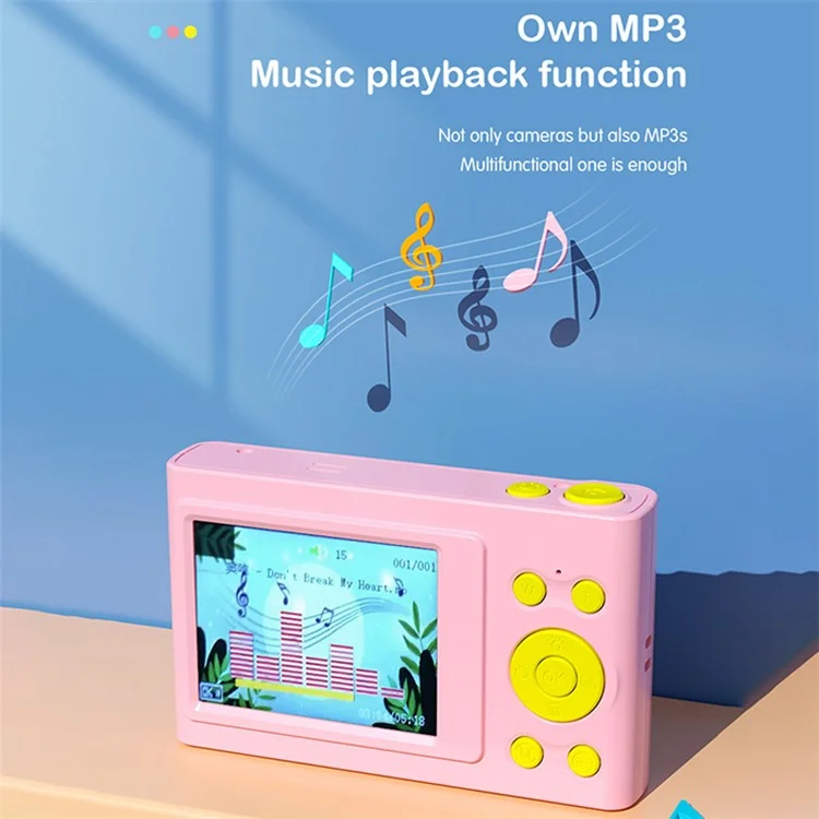 S7 2.4 inch Screen Mini Retro Children Camera Toy Rechargeable Camera Camcorder Kids Gift (with 32GB Memory Card) - Pink