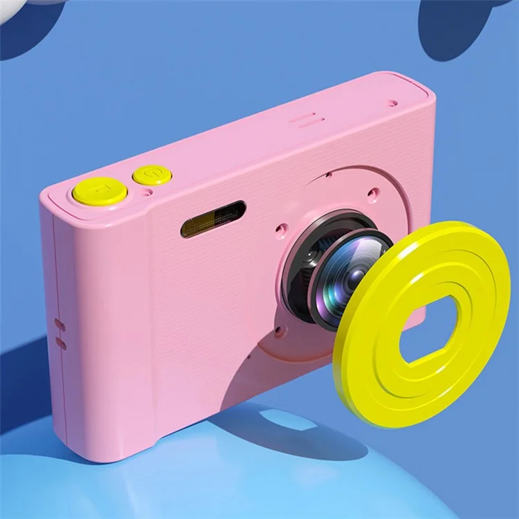 S7 2.4 inch Screen Mini Retro Children Camera Toy Rechargeable Camera Camcorder Kids Gift (with 32GB Memory Card) - Pink