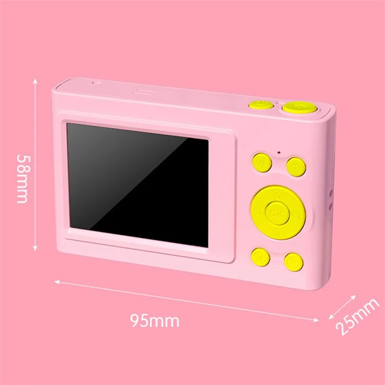 S7 2.4 inch Screen Mini Retro Children Camera Toy Rechargeable Camera Camcorder Kids Gift (with 32GB Memory Card) - Pink