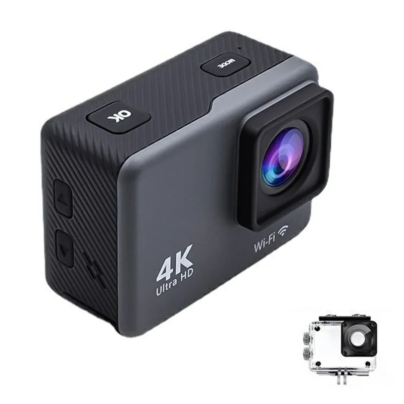 F300AB-R 2 Inch 4K WiFi Action Camera with HD Touch Screen 30m Underwater Camera with Waterproof Case - Grey