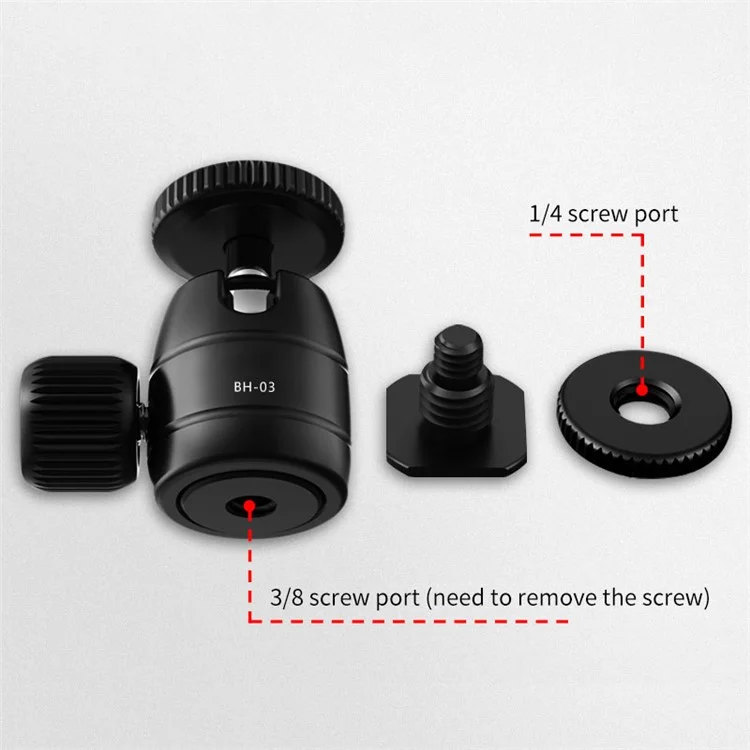 Uammerig BH-03 Mini Ball Head Mount-adapter Mit 1/4 "hot Shoe 360-grad Rotierende Gimbal Für Kamera Cage LED Video Light Monitor