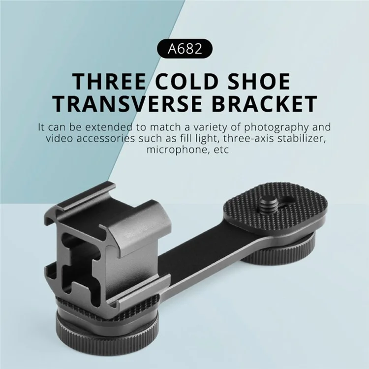 Yelangu A682 Accessori Fotografici di Fotografia Con Staffa a Base di Scarpe a Tre Teste Per Microfono Leggero Per Microfono a Luce Video