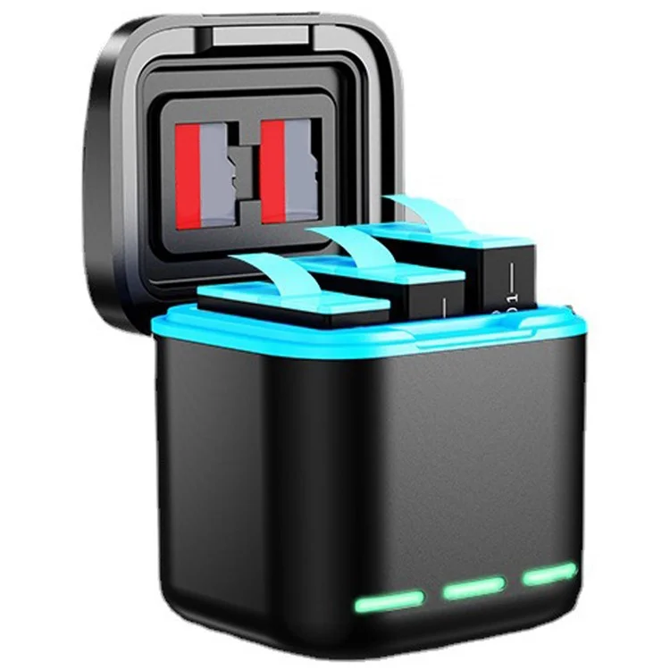 GP-810 For GoPro Hero 5 / 6 / 7 / 8 Rechargeable 3-Battery Charger Station Storage Case