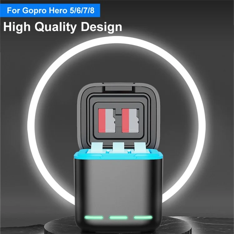 GP-810 For GoPro Hero 5 / 6 / 7 / 8 Rechargeable 3-Battery Charger Station Storage Case