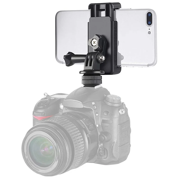 F046-Desktopkamera-Mobiltelefon-Live-Streaming-Halter Hot Shoe Universal Phone Clip Monitor Bracket