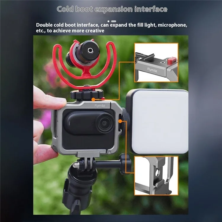 FLYMILE Pour Insta360 GO 3 / GO 3S Cage de protection en alliage d'aluminium Coque de protection Bezel Accessoires