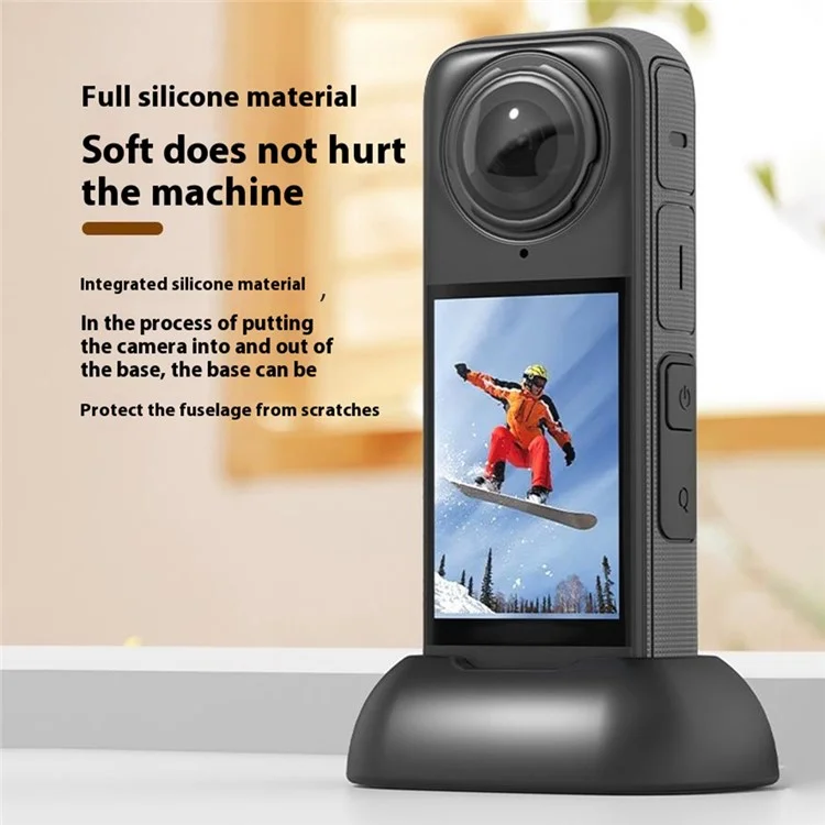 FLYMILE For Insta360 X5 / Insta360 X4 Sports Camera Silicone Desktop Fixed Stand Upright Base