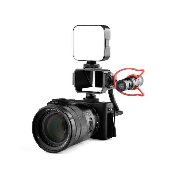 YELANGU A74 Vlog Selfie Flip Screen Cold Shoe Bracket Reverse Mirror Microphone Mount per Fotocamera Mirrorless