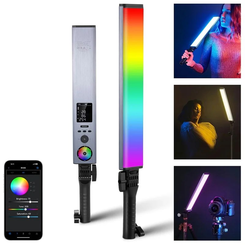 NEEWER BH30S RGB LED Tube Light Wand with 2.4G APP Control Handheld Colorful Stick Light 2500K-10000K Photography Studio Lamp