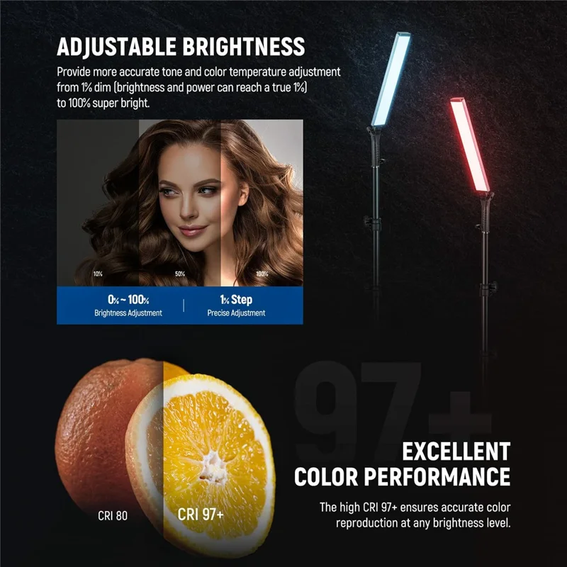 NEEWER BH30S RGB LED Tube Light Wand with 2.4G APP Control Handheld Colorful Stick Light 2500K-10000K Photography Studio Lamp