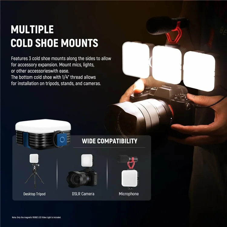 NEEWER RGB62 Magnetic RGB Video Light 360 Degree Full Color LED Camera Light