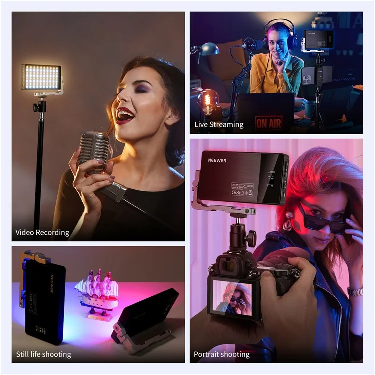 Neewer SL90 Aluminium Alliage RGB Panneau Vidéo Lumière 18 Scènes Lumineuses Lumière Caméra Pour Youtube Tiktok