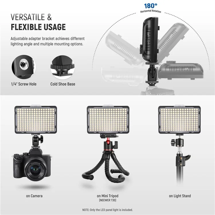 NEEWER Immable 176 LED Panel Video Light for Canon Nikon Pentax Sony DSLR Cameras