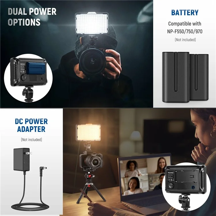 NEEWER Immable 176 LED Panel Video Light for Canon Nikon Pentax Sony DSLR Cameras
