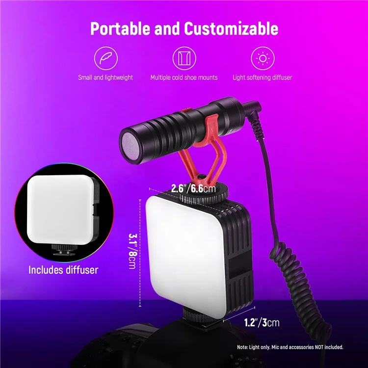 NEEWER RGB61 Magnetic RGB Video Light 360 Degree Full Color  LED Camera Light with 3 Cold Shoe Mounts