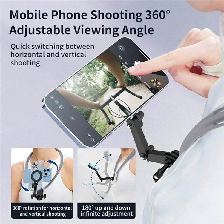 SX-P05 Outdoor Sports POV Magnetic Phone Neck Mount Hands Free Bracket for Action Camera - Grey