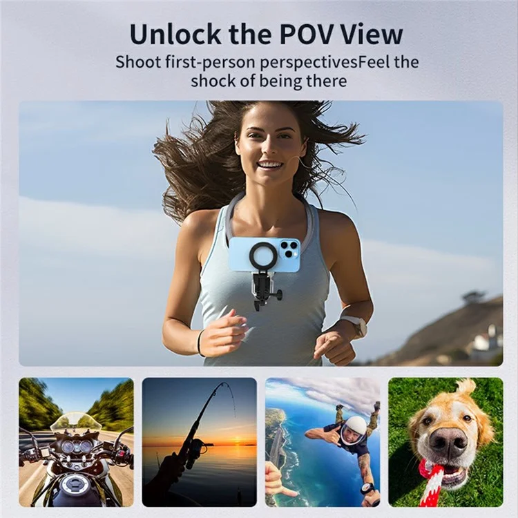 SX-P05 Outdoor Sports POV Magnetic Phone Neck Mount Hands Free Bracket for Action Camera - Grey