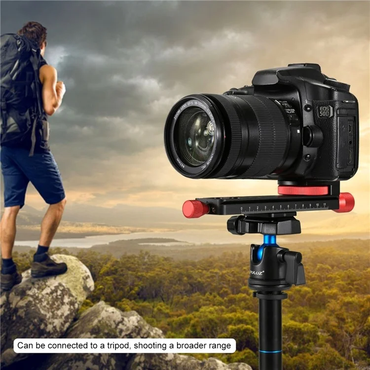 PULUZ PU3520 CNC Aircraft Aluminum Adjustable Speed Fine Tuning Slide Rail for Canon Sony Nikon Camera