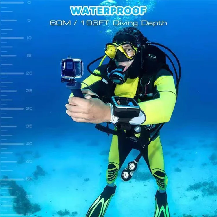 For GoPro Hero 11 Mini Waterproof Case Clear Design PC+Tempered Glass+Stainless Steel Housing Case Camera Underwater Diving Cover