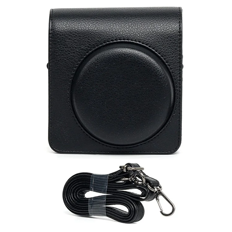 Para Fujifilm Instax Mini 99 Bolsa de Câmera Retrô em Couro PU Anti-Queda Capa Protetora com Alça de Ombro - Preto