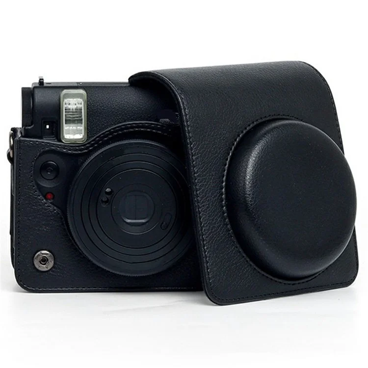 Para Fujifilm Instax Mini 99 Bolsa de Câmera Retrô em Couro PU Anti-Queda Capa Protetora com Alça de Ombro - Preto