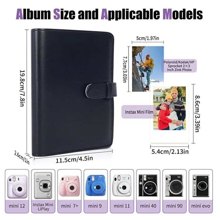 For Fujifilm Instax Mini 99 PU Leather Camera Bag Protective Cover with 3-inch Photo Album