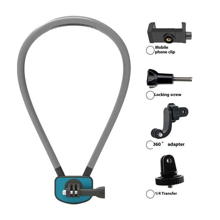 GB02 For GoPro Action Camera Magnetic Neck Mount Bracket + Phone Clip - Grey