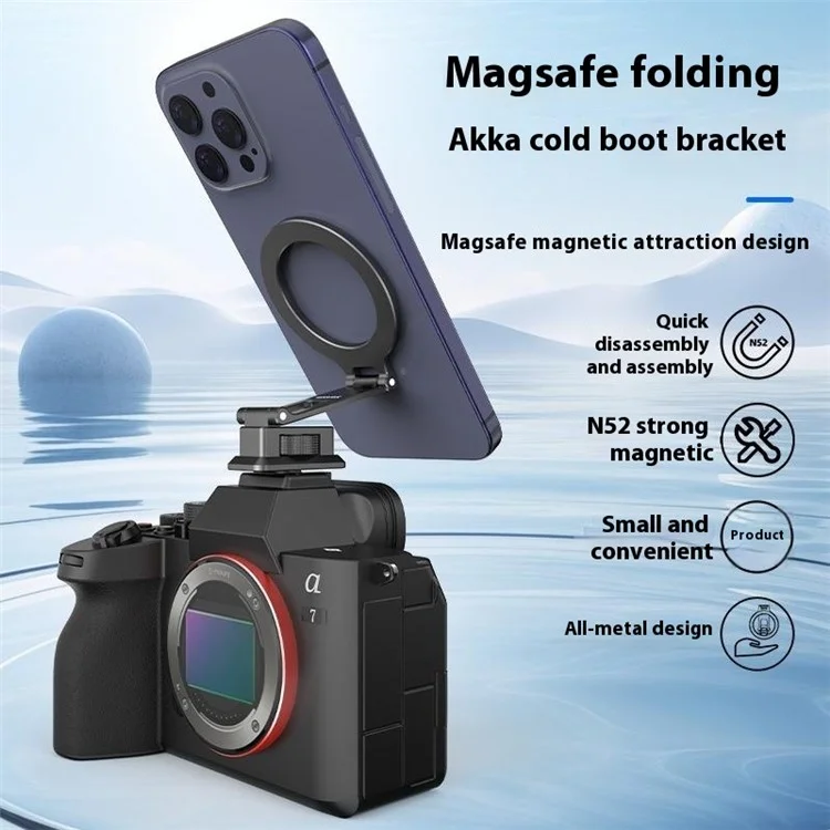 Support de téléphone à sabot froid MG05S compatible avec MagSafe, support de caméra et de moniteur en alliage d'aluminium à dégagement rapide