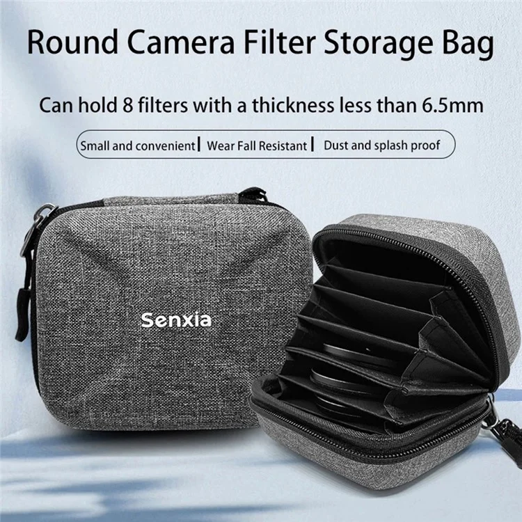 Sac de filtre pour appareil photo SENXIA FP-01 avec 8 emplacements pour transporter les filtres ND, UV et CPL.