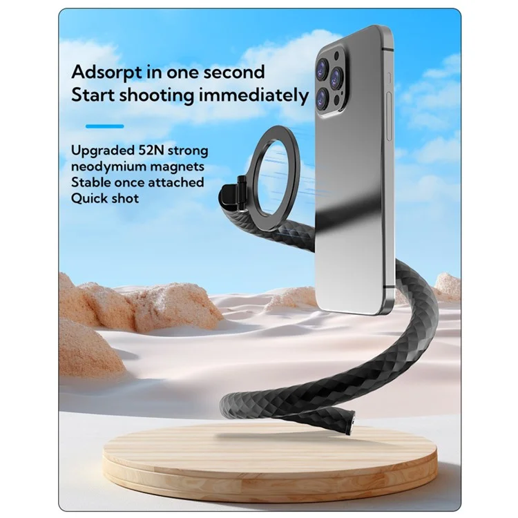 S0096 Supporto magnetico per telefono con collo flessibile, prolunga e montaggio a rilascio rapido compatibile con MagSafe