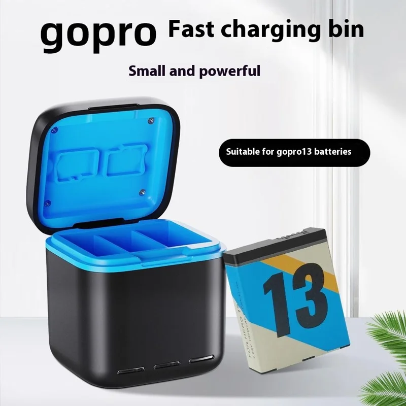 For GoPro Hero 13 Triple Battery Charger Fast Charging Case Action Camera Battery Storage Box