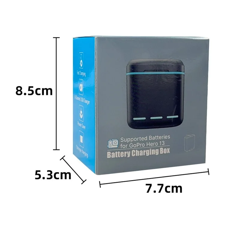 For GoPro Hero 13 Triple Battery Charger Fast Charging Case Action Camera Battery Storage Box