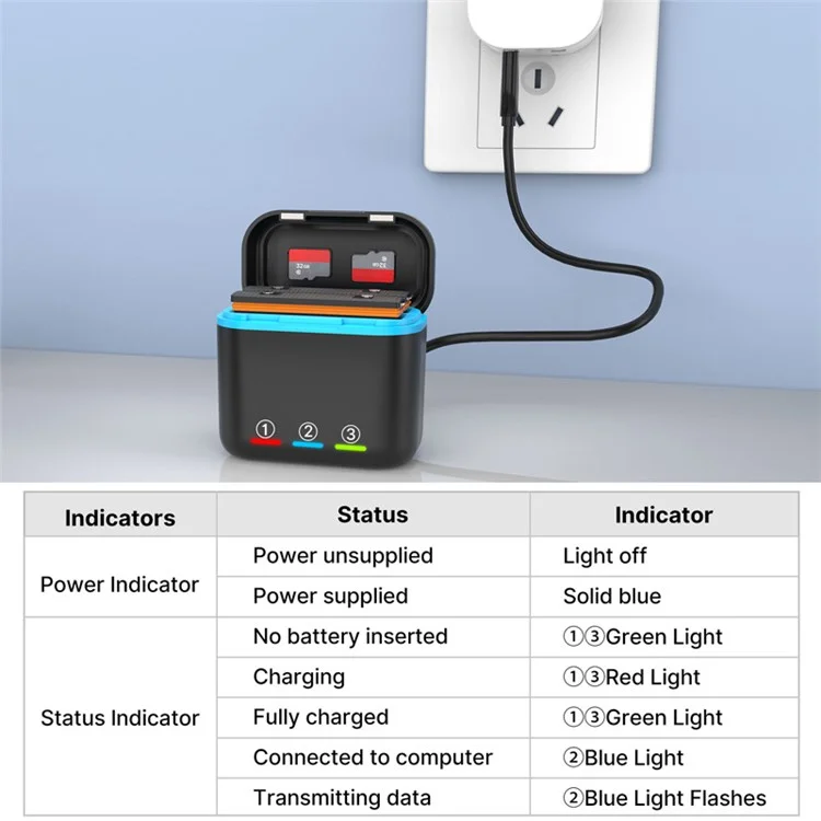 For Insta360 X3 Dual Battery Charger Action Camera Portable Fast Charging Case