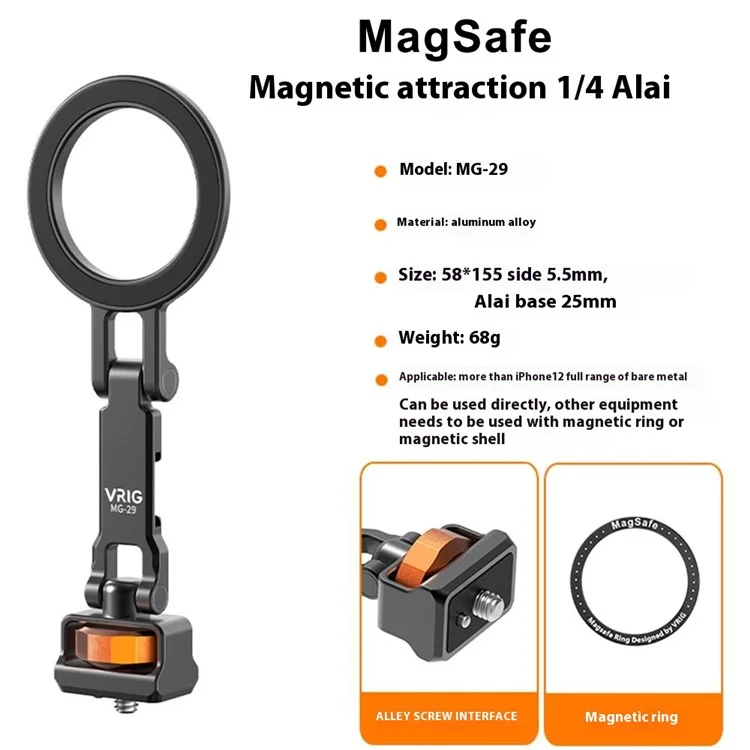Support VRIG MG-29 Compatible avec Support magnétique pliable MagSafe pour téléphone portable, grande taille