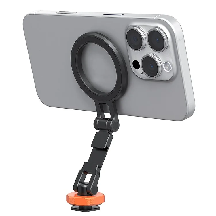 VRIG MG-28 Compatible with MagSafe Metal Cold Shoe Foldable Magnetic Stand Dual-Axis Rotation Holder, Small
