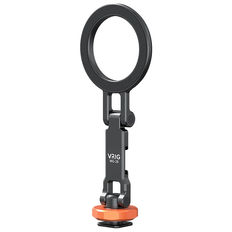 VRIG MG-28 Compatible with MagSafe Metal Cold Shoe Foldable Magnetic Stand Dual-Axis Rotation Holder, Small